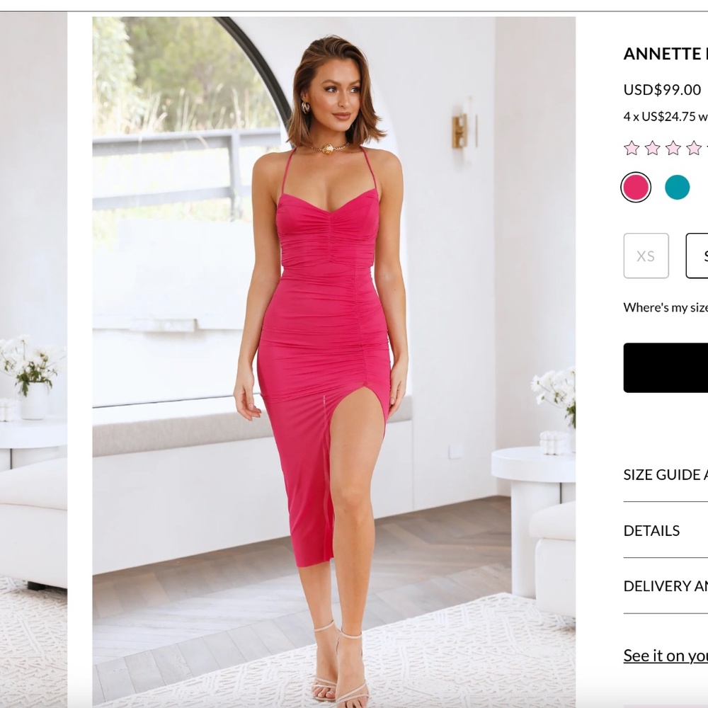 Hot Pink Mesh Maxi Dress with Slit